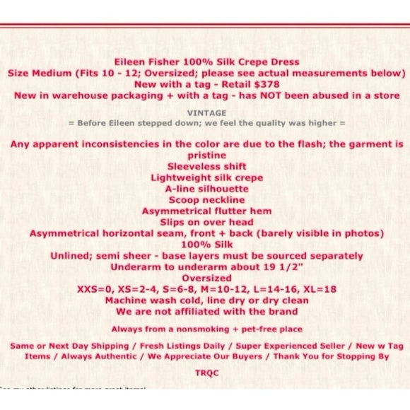 $378 Eileen Fisher Silk Dress Medium 10 12 100% Silk Crepe Flutter Hem Sleeveles - Picture 2 of 12